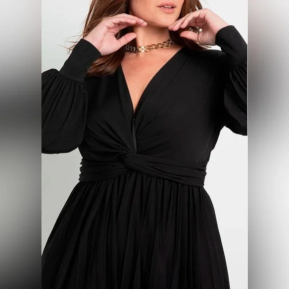 ELOQUII | Knotted Front Pleated Skirt Dress - Picture 2 of 12